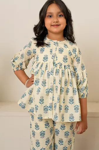 Off white printed cotton co ord set