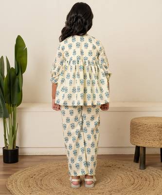 Off white printed cotton co ord set 4