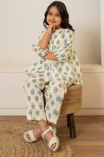 Off white printed cotton co ord set