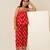 Crimson red printed cotton co ord set
