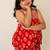 Crimson red printed cotton co ord set
