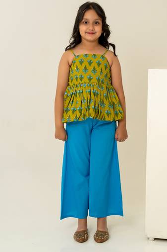 Mehendi green printed cotton co ord set