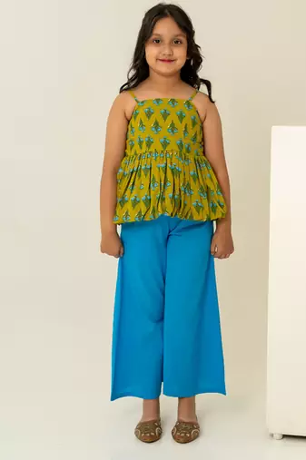 Mehendi green printed cotton co ord set