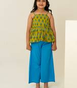 Mehendi green printed cotton co ord set