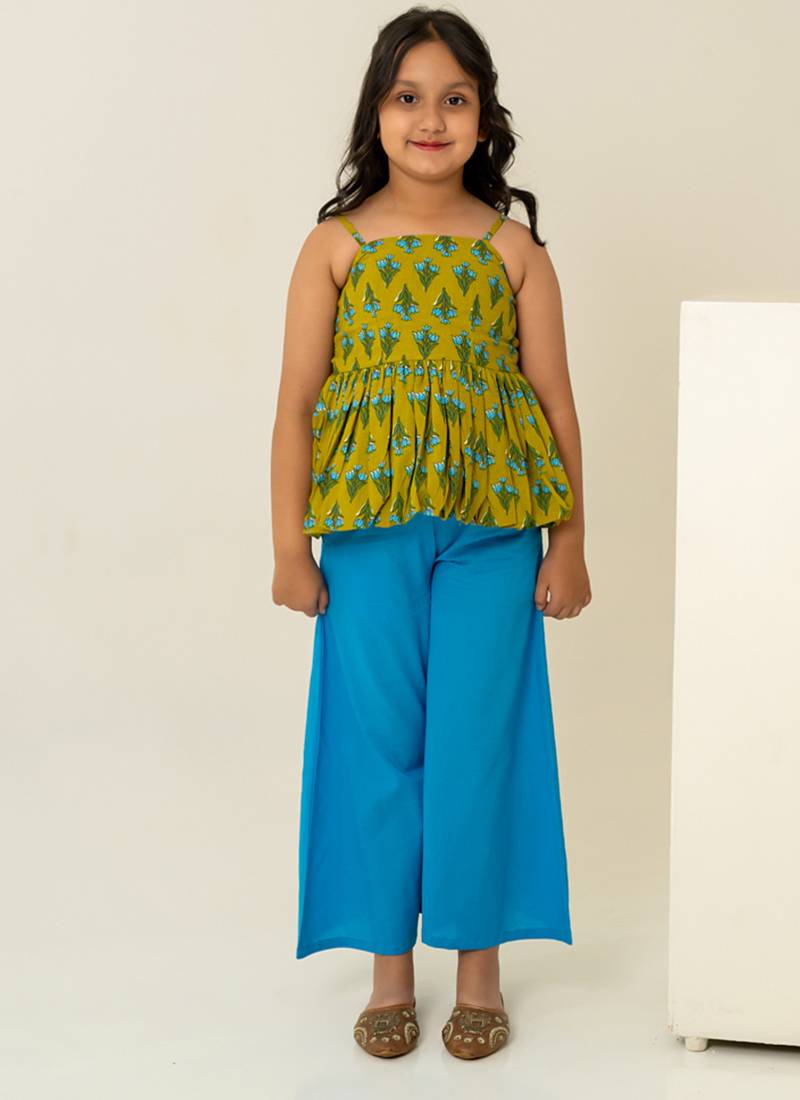 Mehendi green printed cotton co ord set