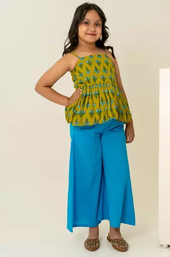 Mehendi green printed cotton co ord set