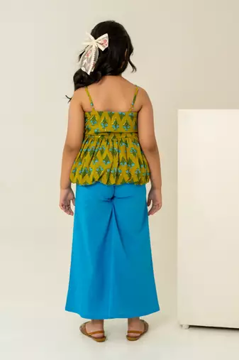 Mehendi green printed cotton co ord set