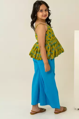 Mehendi green printed cotton co ord set