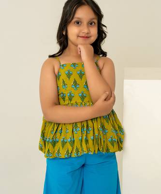 Mehendi green printed cotton co ord set 5