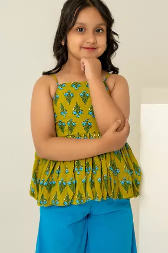 Mehendi green printed cotton co ord set