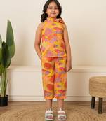 Bright yellow printed cotton co ord set