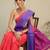 Red color blocked zari art silk handloom saree with blouse piece