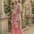 Pink Cotton Schiffli Printed suit with crochet lace detailing comes with Kota Doria Dupatta and Cotton Palazzos Set of 3