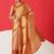 Golden woven silk blend ethnic saree with blouse piece