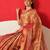 Golden woven silk blend ethnic saree with blouse piece