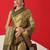 Golden woven silk blend ethnic saree with blouse piece
