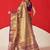 Golden woven silk blend ethnic saree with blouse piece