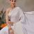 Off white woven silk blend ethnic saree with blouse piece