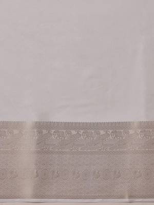 off white woven silk blend saree with blouse 5