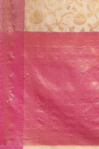 Pink woven tissue party wear saree with blouse piece