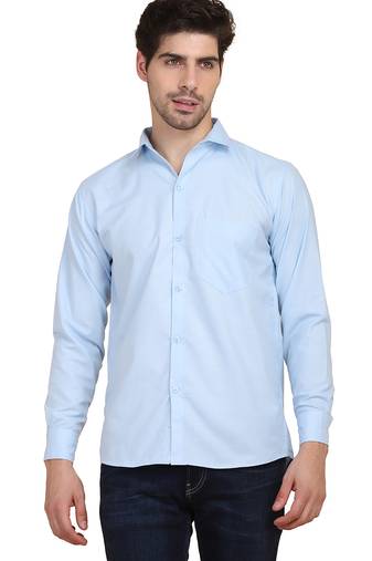 Blue solid casual shirt