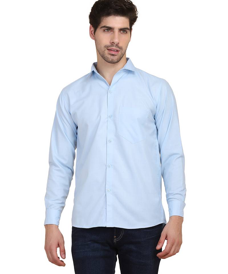 Blue solid casual shirt