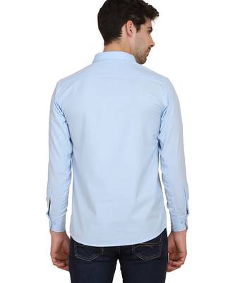 Blue solid casual shirt 2
