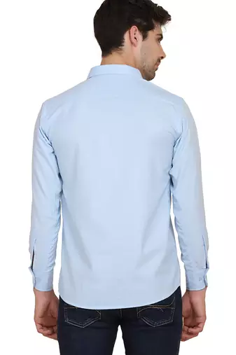 Blue solid casual shirt