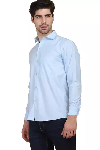 Blue solid casual shirt