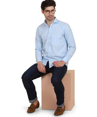 Blue solid casual shirt 4