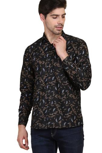 Black printed casual shirt