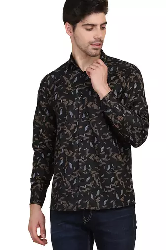 Black printed casual shirt