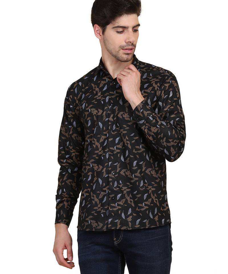 Black printed casual shirt