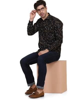 Black printed casual shirt 4