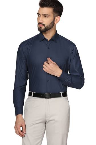 Blue soft cotton solid shirt