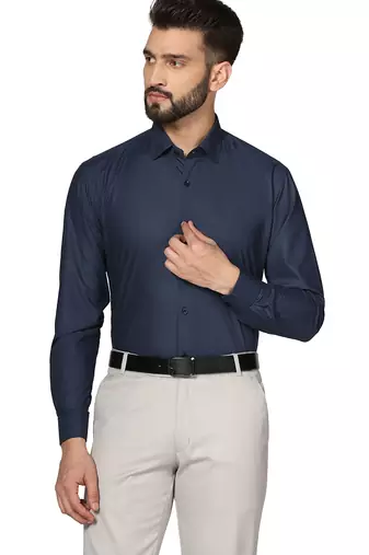 Blue soft cotton solid shirt