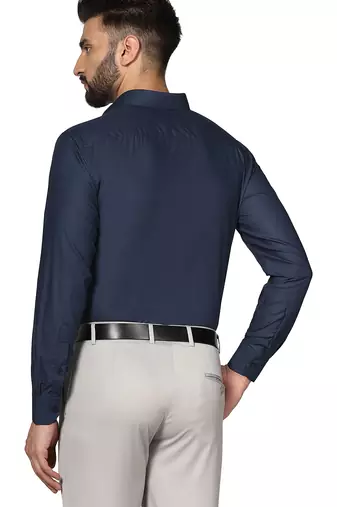 Blue soft cotton solid shirt