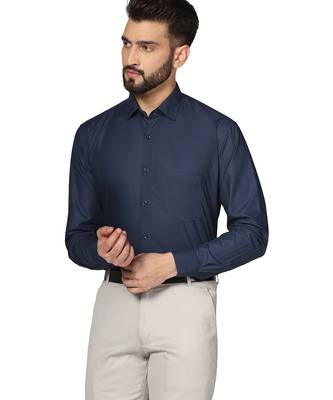 Blue soft cotton solid shirt 3