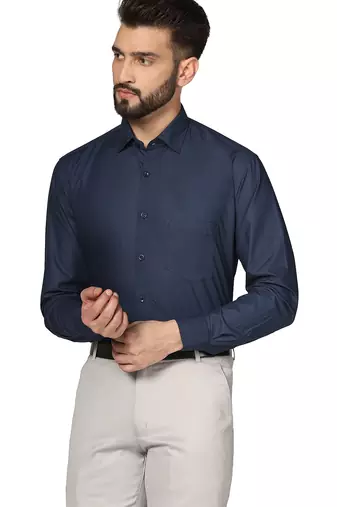 Blue soft cotton solid shirt