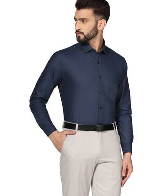 Blue soft cotton solid shirt 4