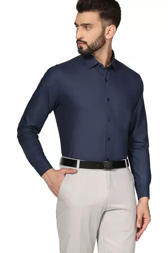Blue soft cotton solid shirt