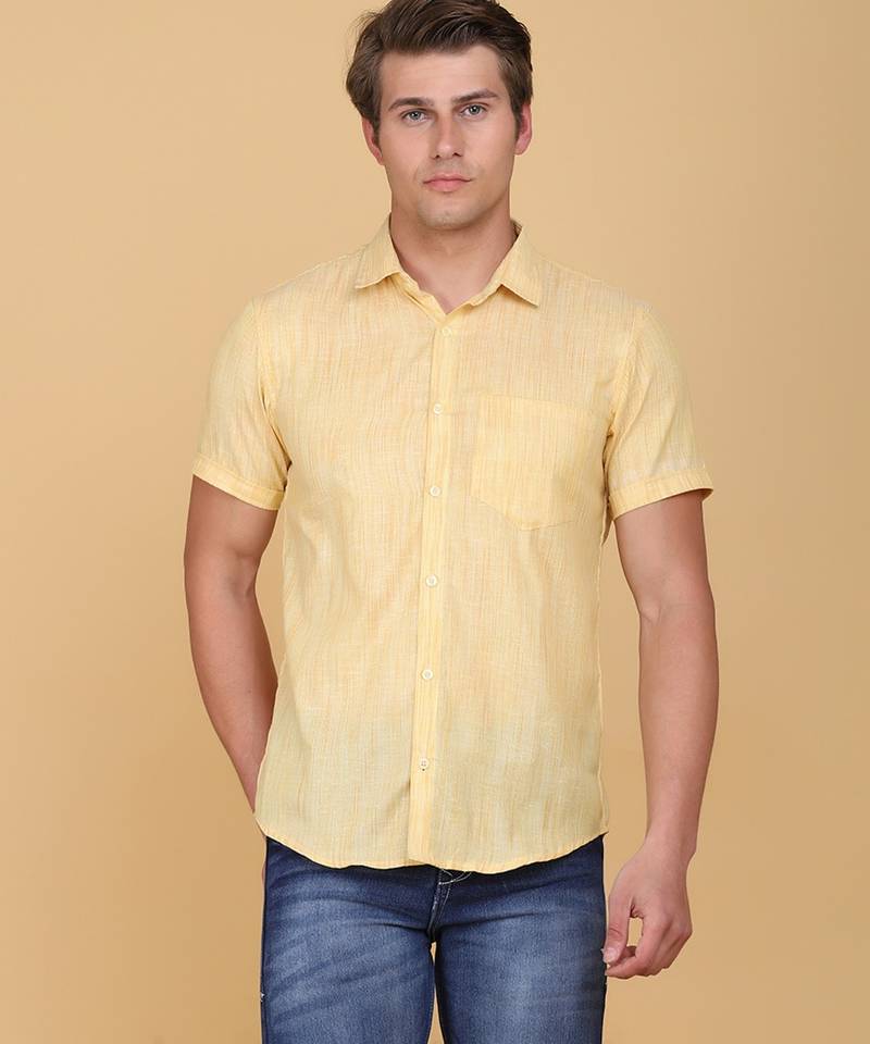 Men yellow half sleeves shirt