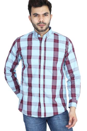 Blue checkered casual shirt