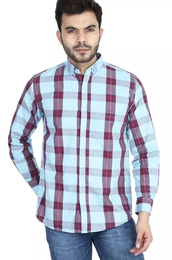 Blue checkered casual shirt