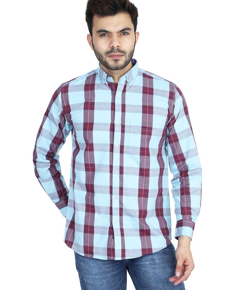 Blue checkered casual shirt