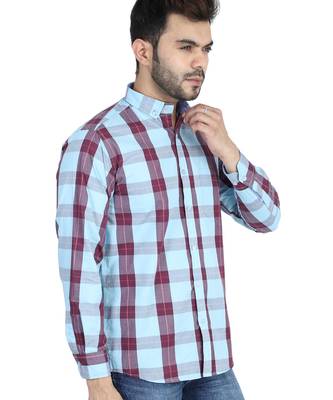 Blue checkered casual shirt 3