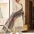 Cream cotton straight kurta pant set with charcoal grey dupatta