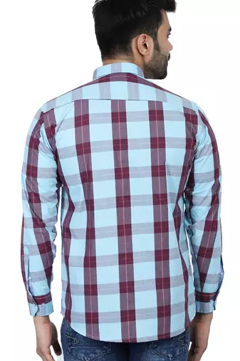 Blue checkered casual shirt