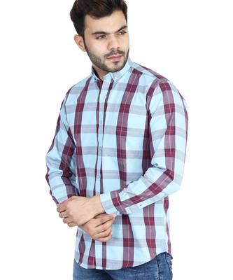 Blue checkered casual shirt 5