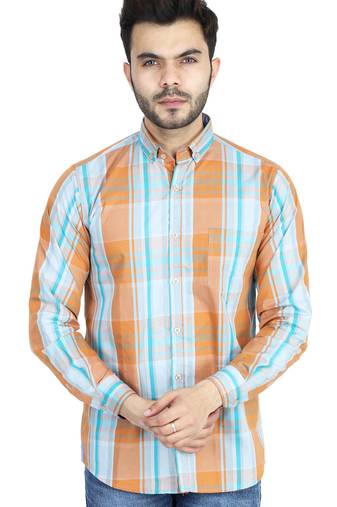 Orange checkered casual shirt